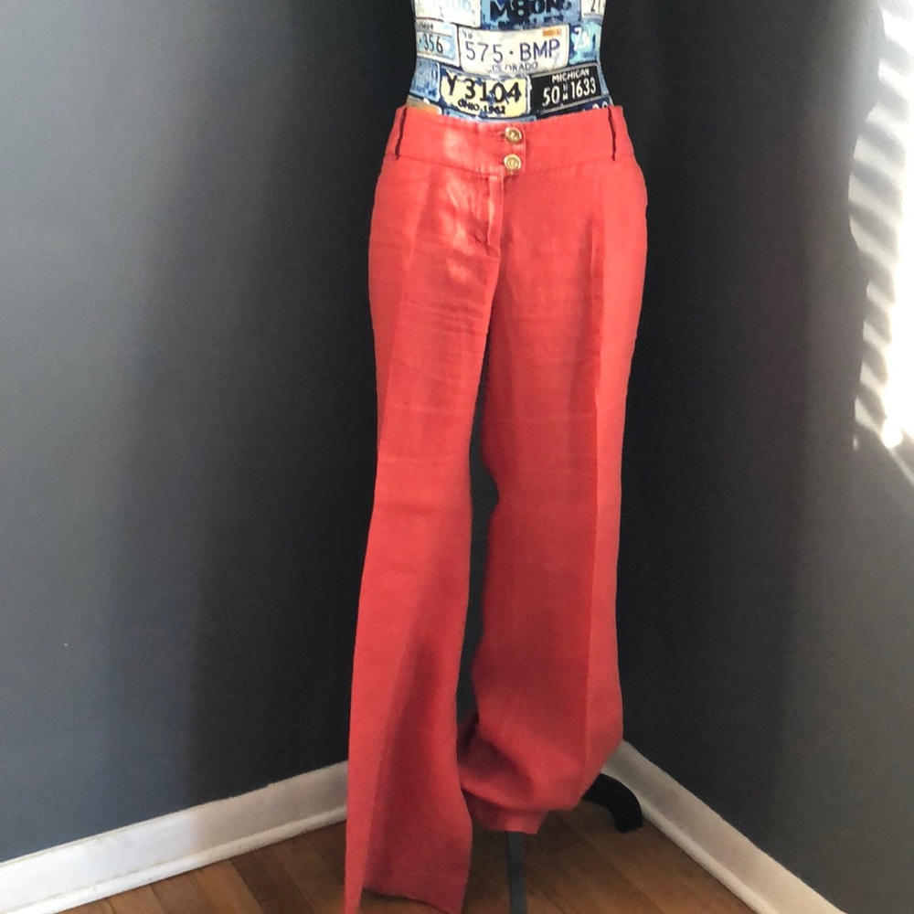 The Limited coral/orange linen wide leg pants